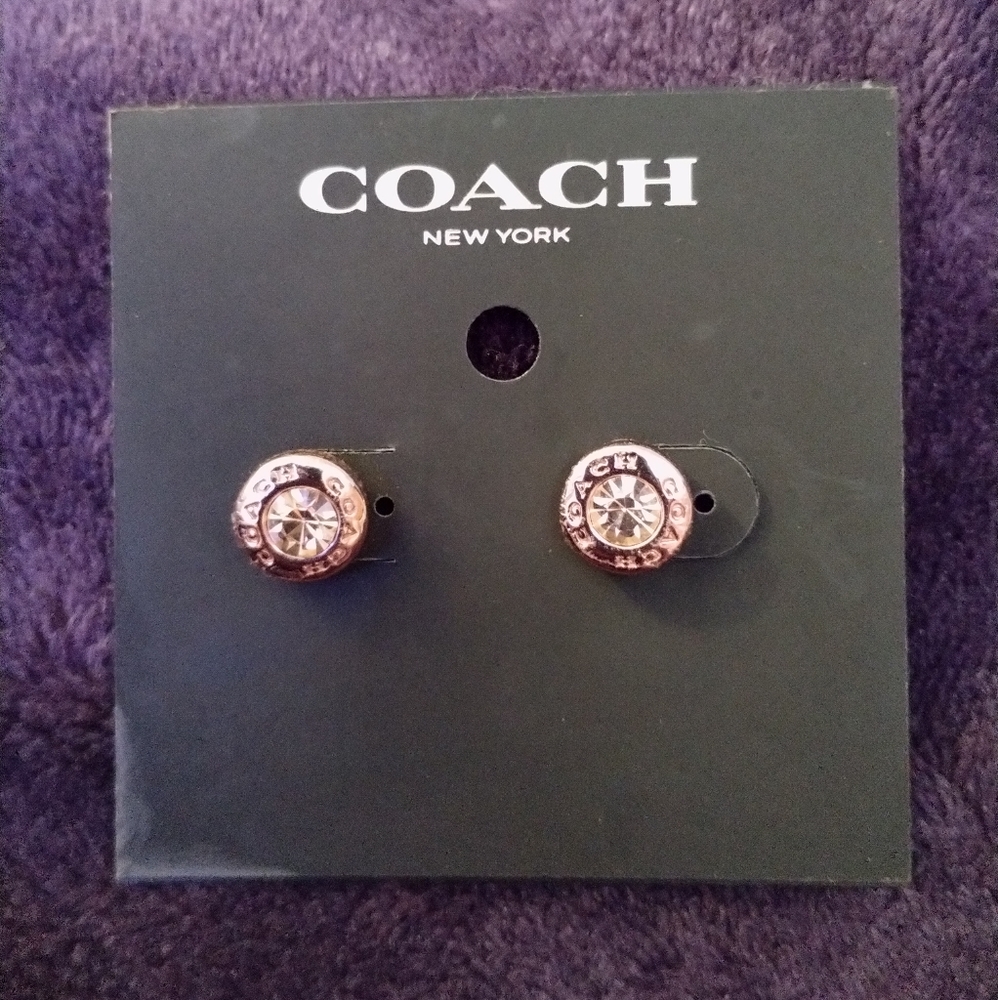 Rose gold Coach earrings nwt